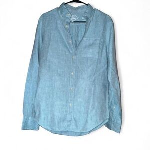 Alex Crane Blue Men's Button-Down Playa Linen Shirt Size Small